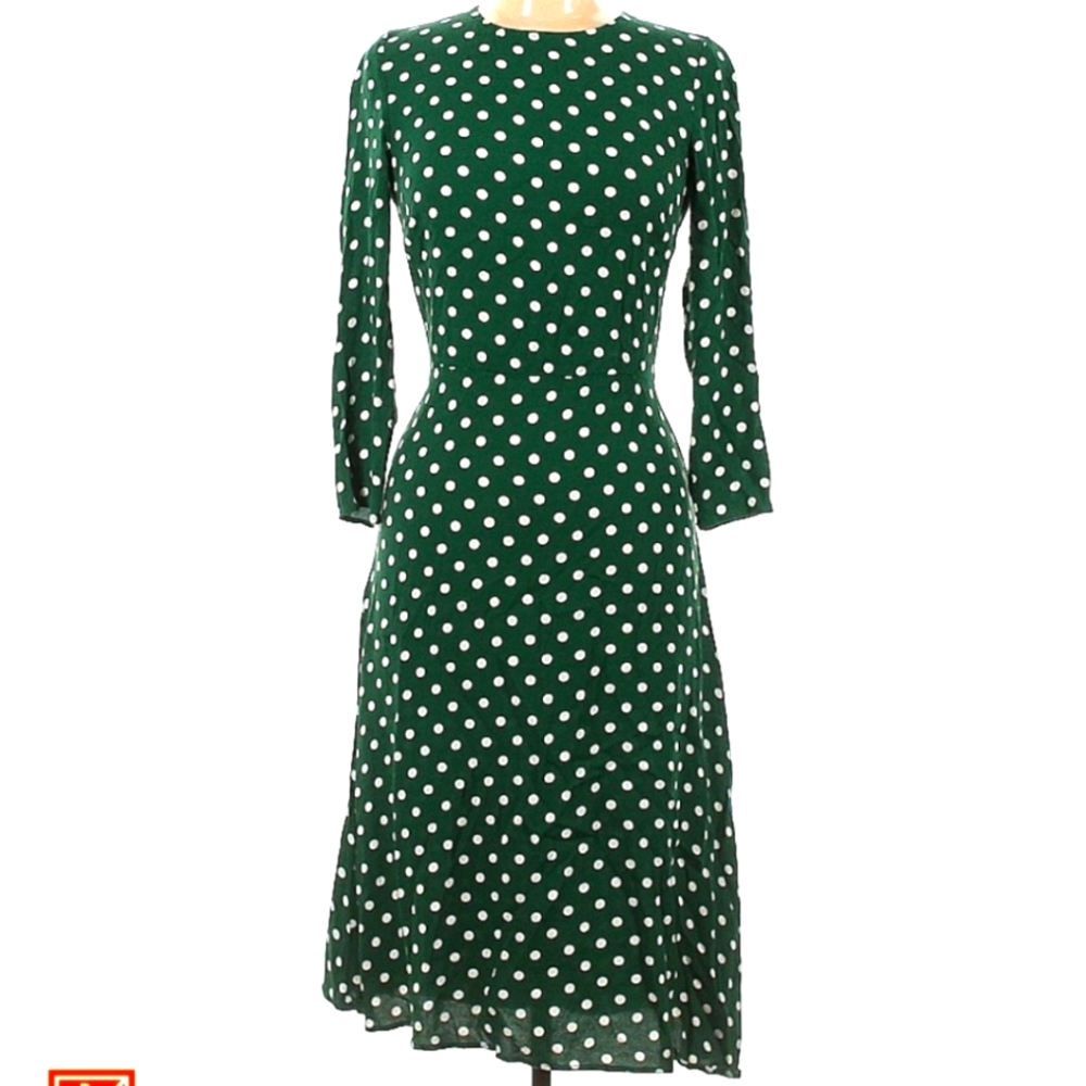 ISO Reformation Green Polka Dot Moon Dress